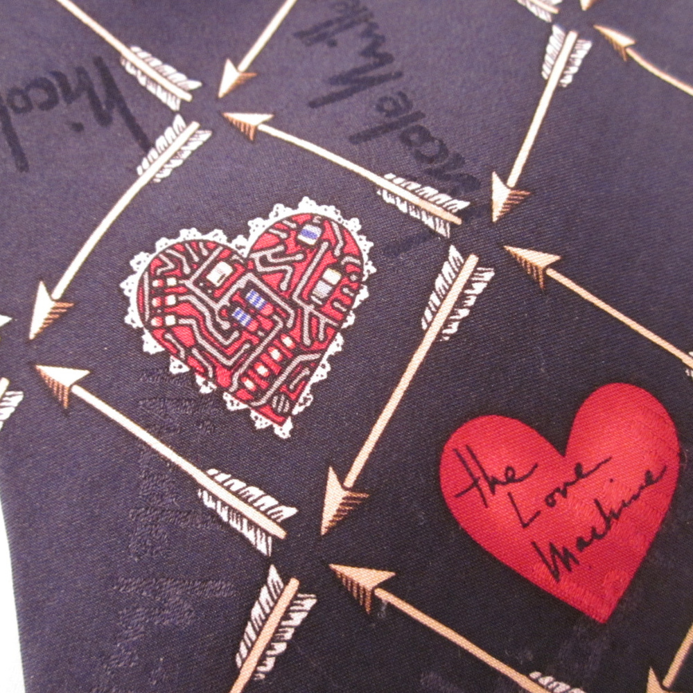 NICOLE MILLER Silk Necktie THE LOVE MACHINE Navy - Picture 8 of 8